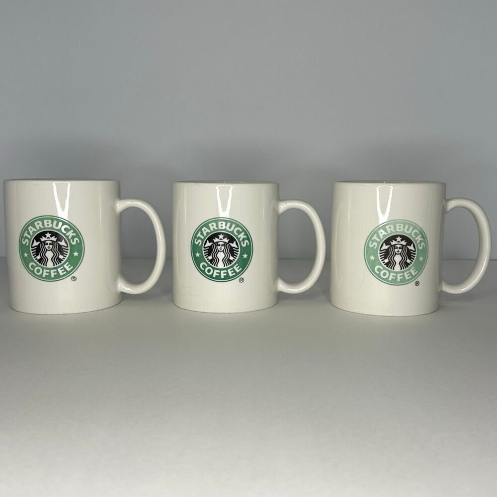 Starbucks Classic Double-Sided Logo Coffee Mugs 2004 Set of 3